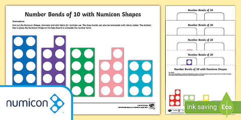 Number Bonds of 20 with Numicon Shapes Activity Pack